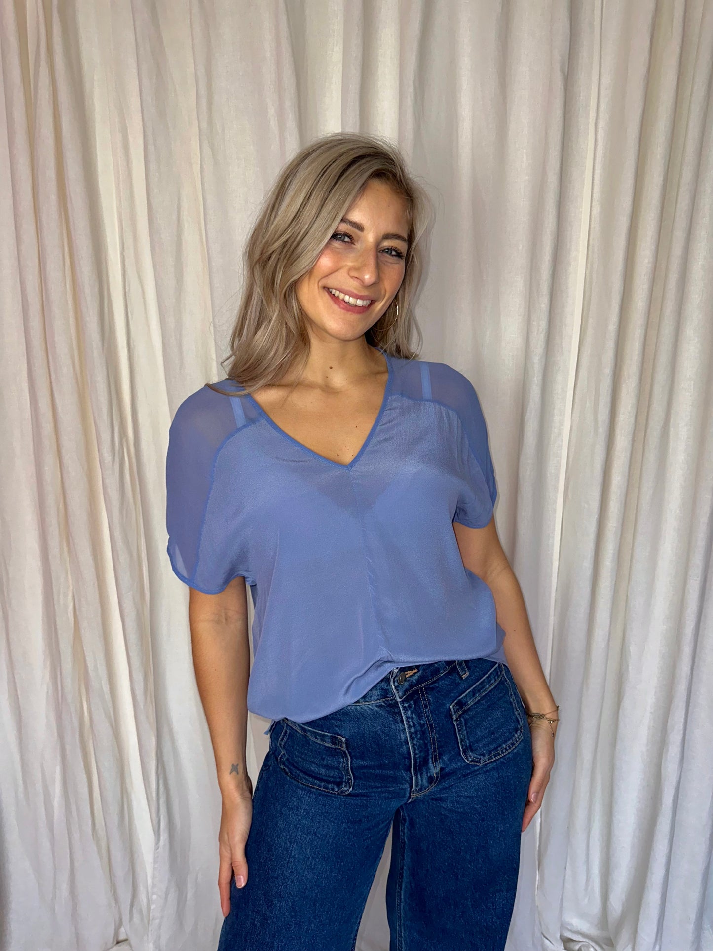 Blouse Sack's jeansblauw - Maat 1