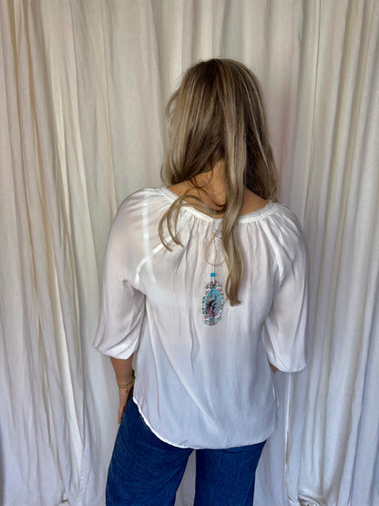 Blouse Sack's zijde crème maat 1