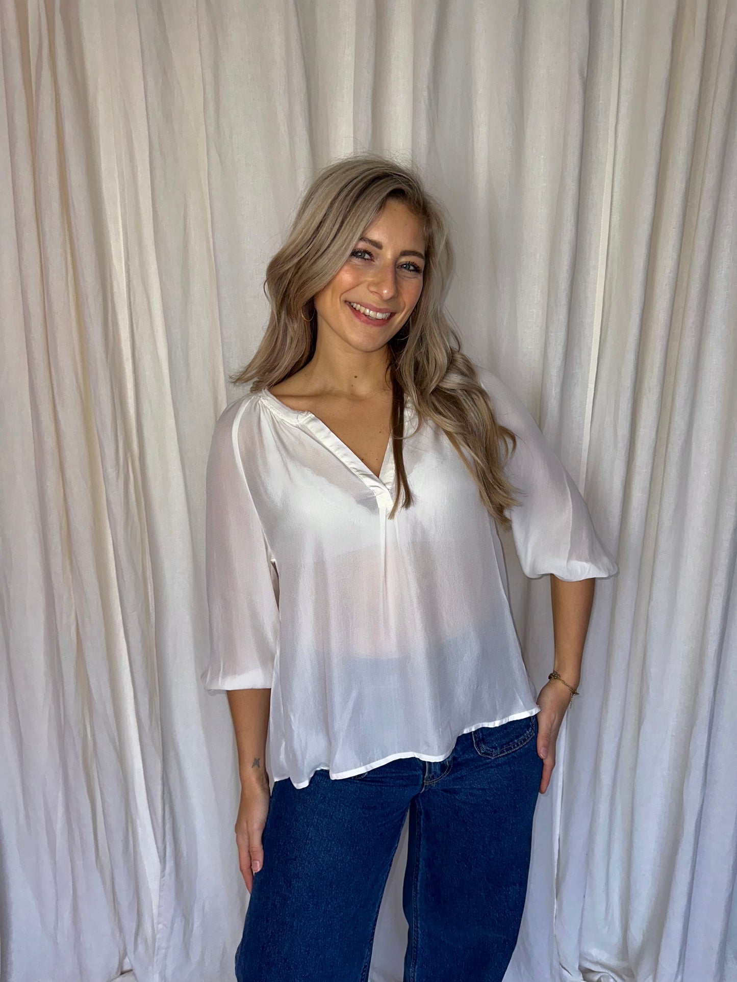 Blouse Sack's zijde crème maat 1