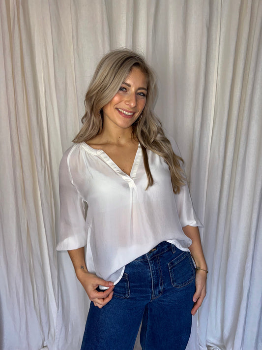 Blouse Sack's zijde crème maat 1
