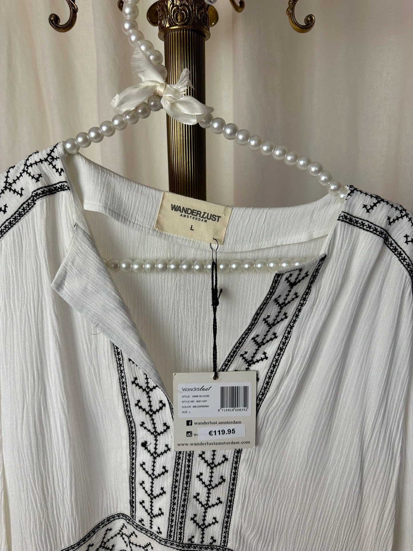 Blouse Wanderlust viscose wit,zwart maat L