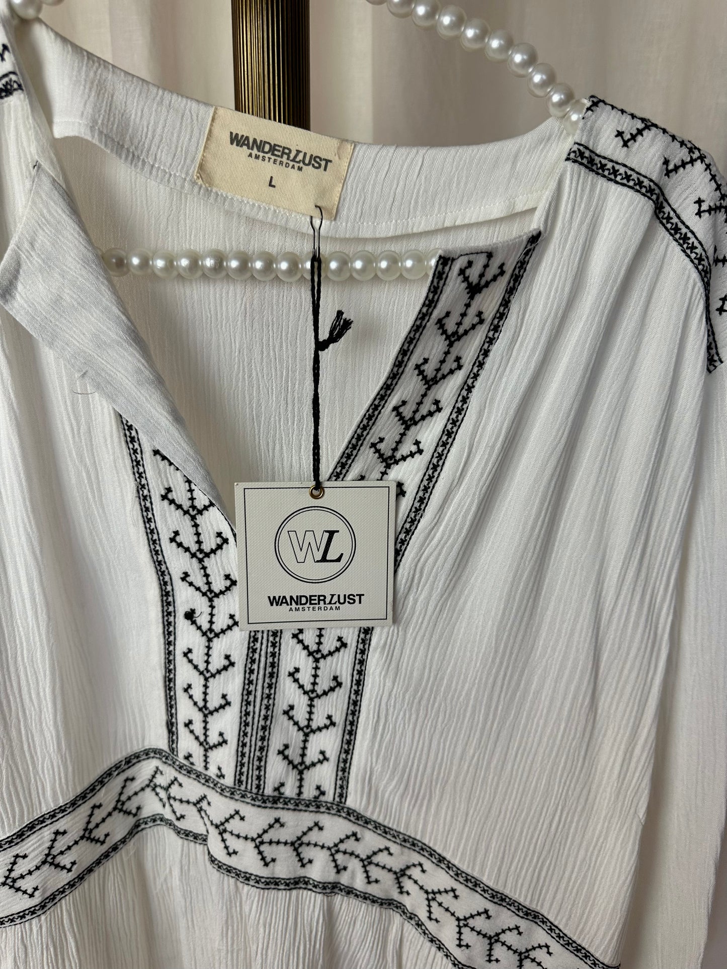 Blouse Wanderlust viscose wit,zwart maat L