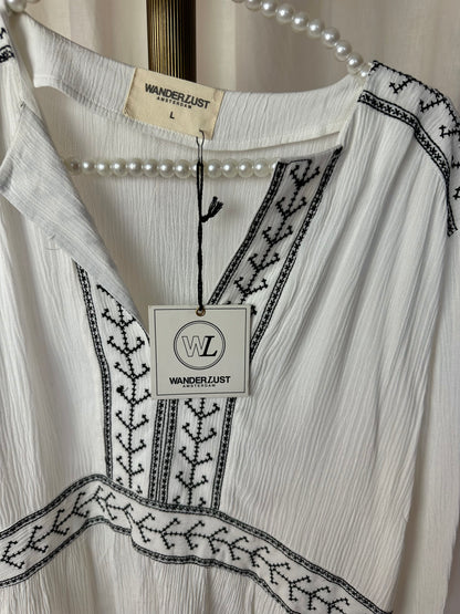 Blouse Wanderlust viscose wit,zwart maat L
