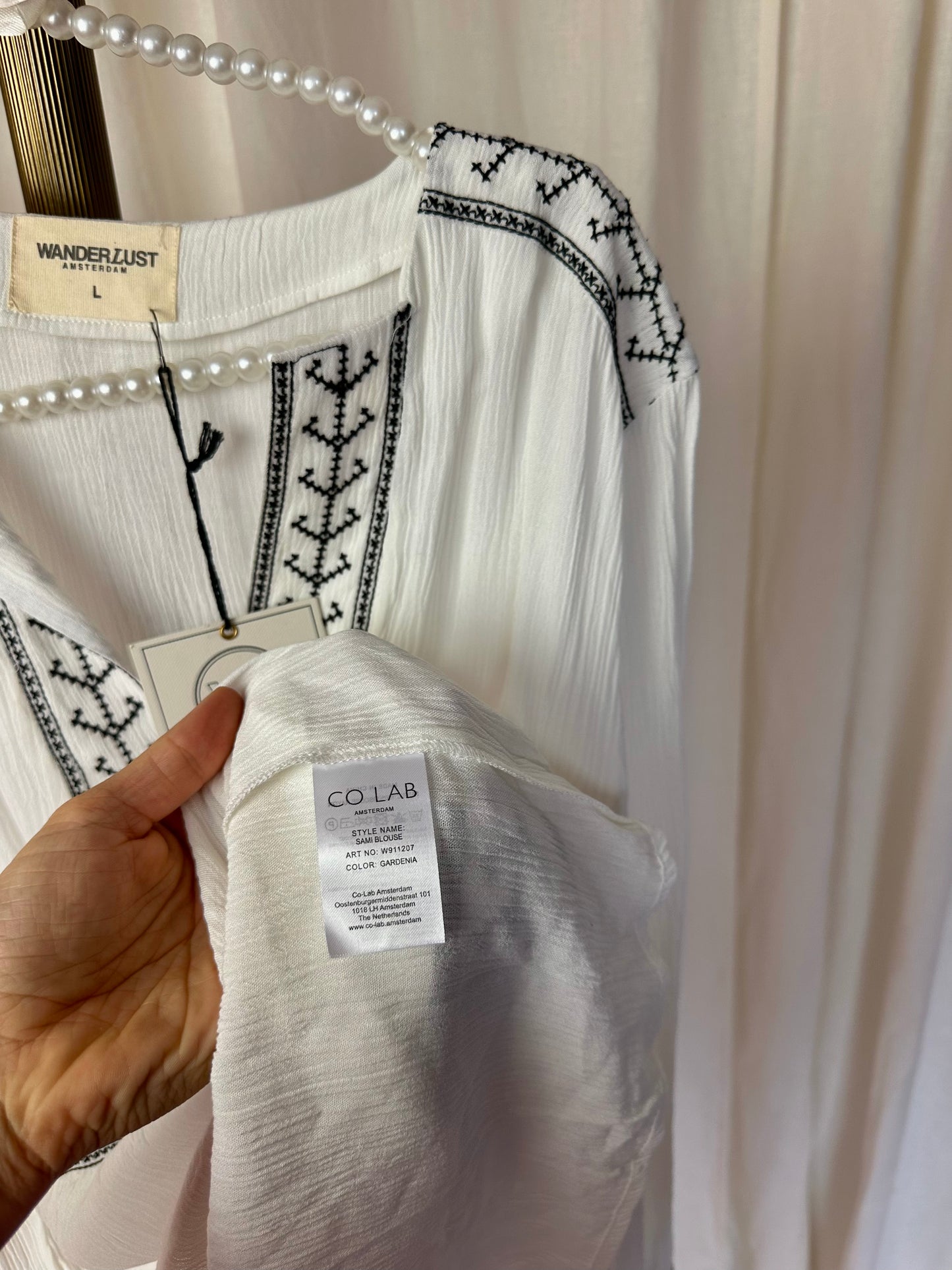 Blouse Wanderlust viscose wit,zwart maat L