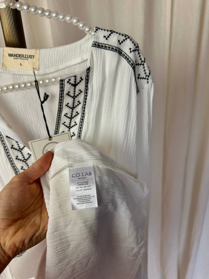 Blouse Wanderlust viscose wit,zwart maat L