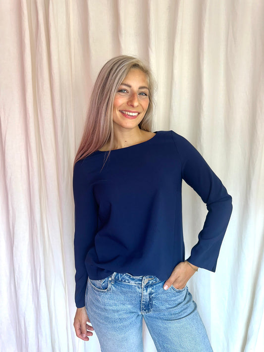 Blouse WomanBYEARN Kiki donkerblauw maat 34
