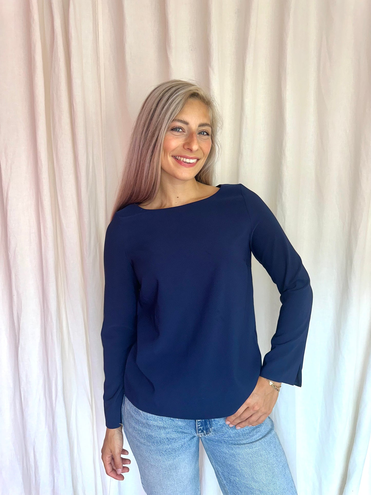 Blouse WomanBYEARN Kiki donkerblauw maat 34