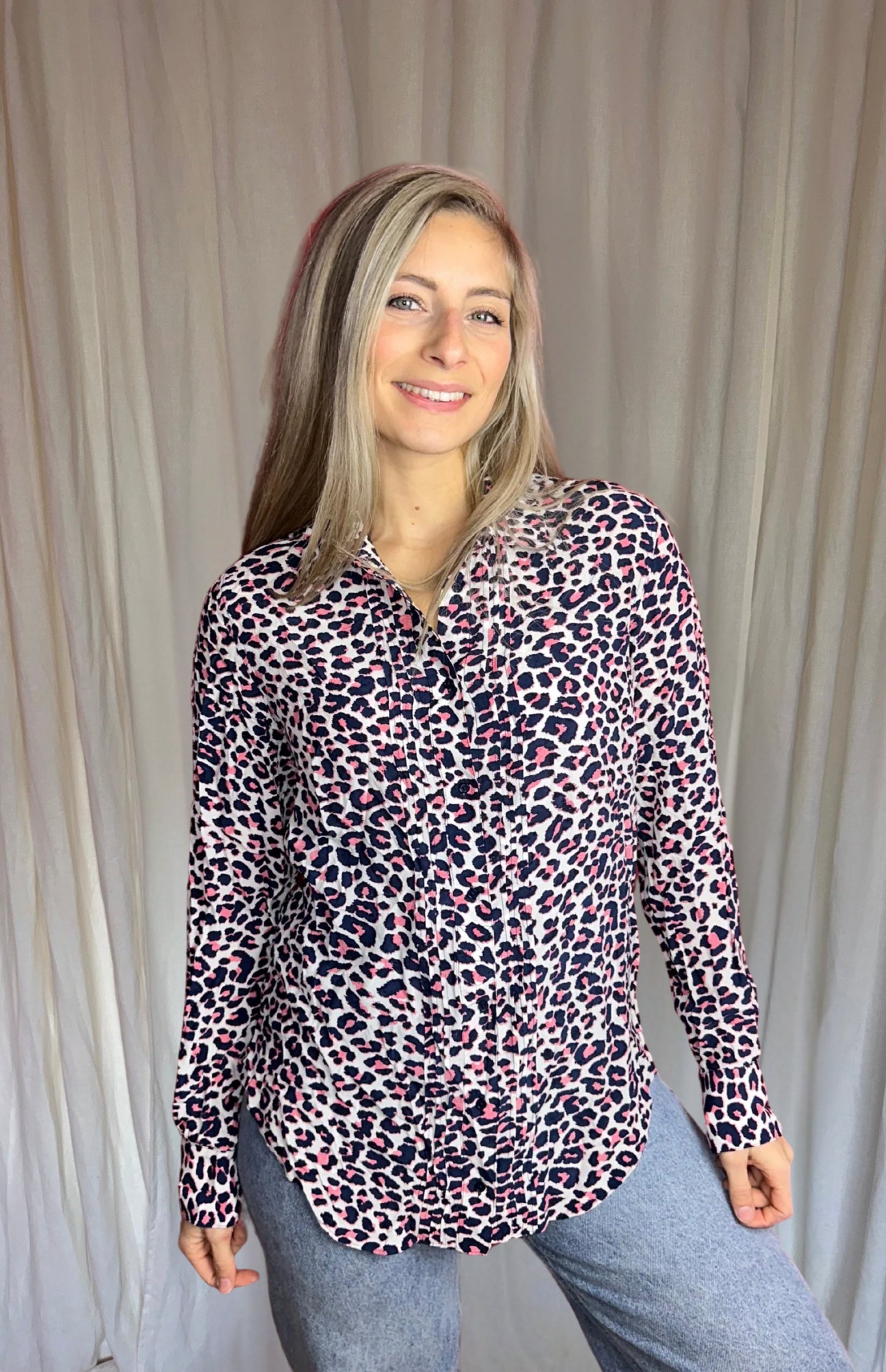 Blouse Zadig&Voltaire panterprint blauw, roze maat L