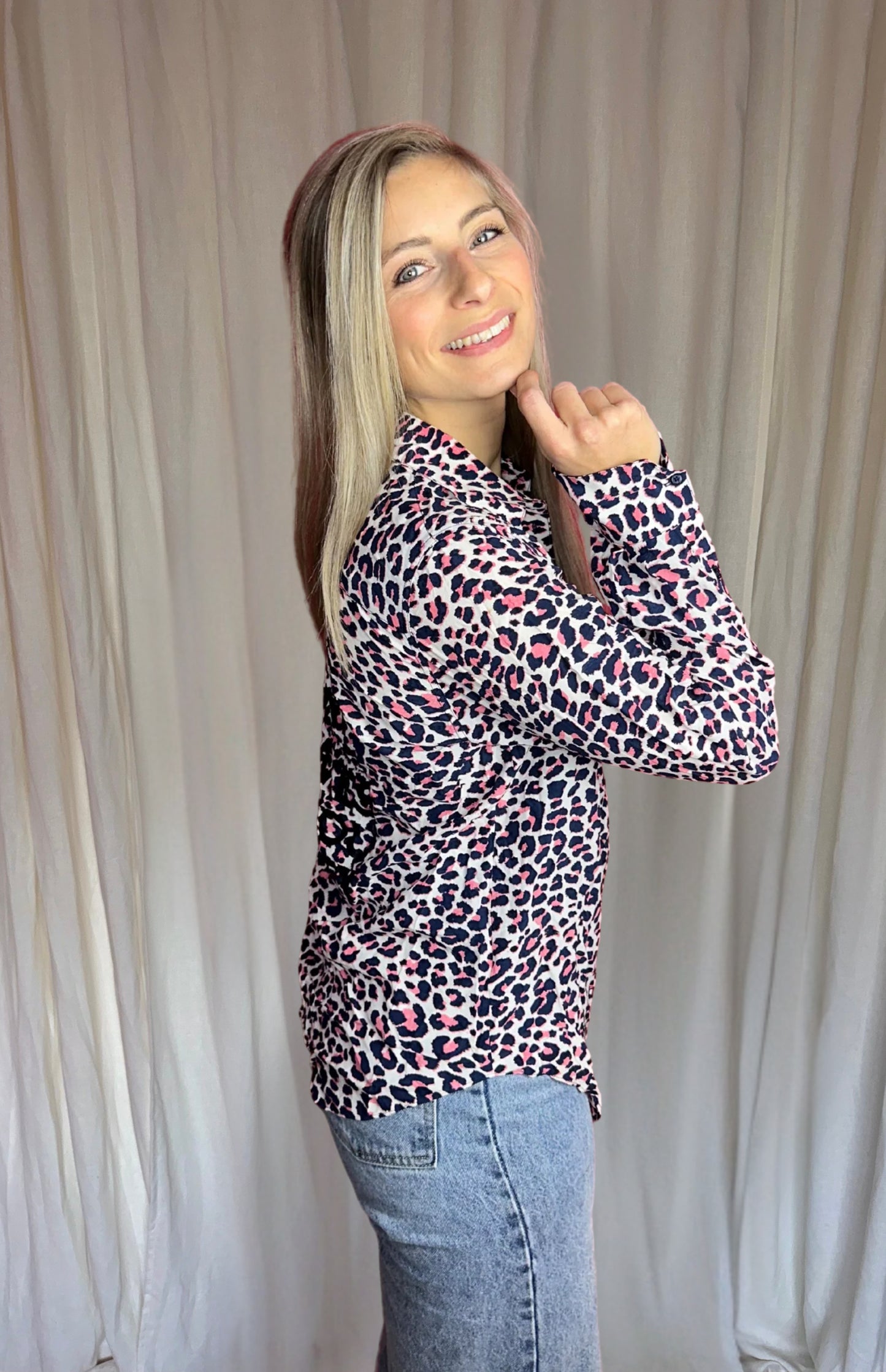 Blouse Zadig&Voltaire panterprint blauw, roze maat L