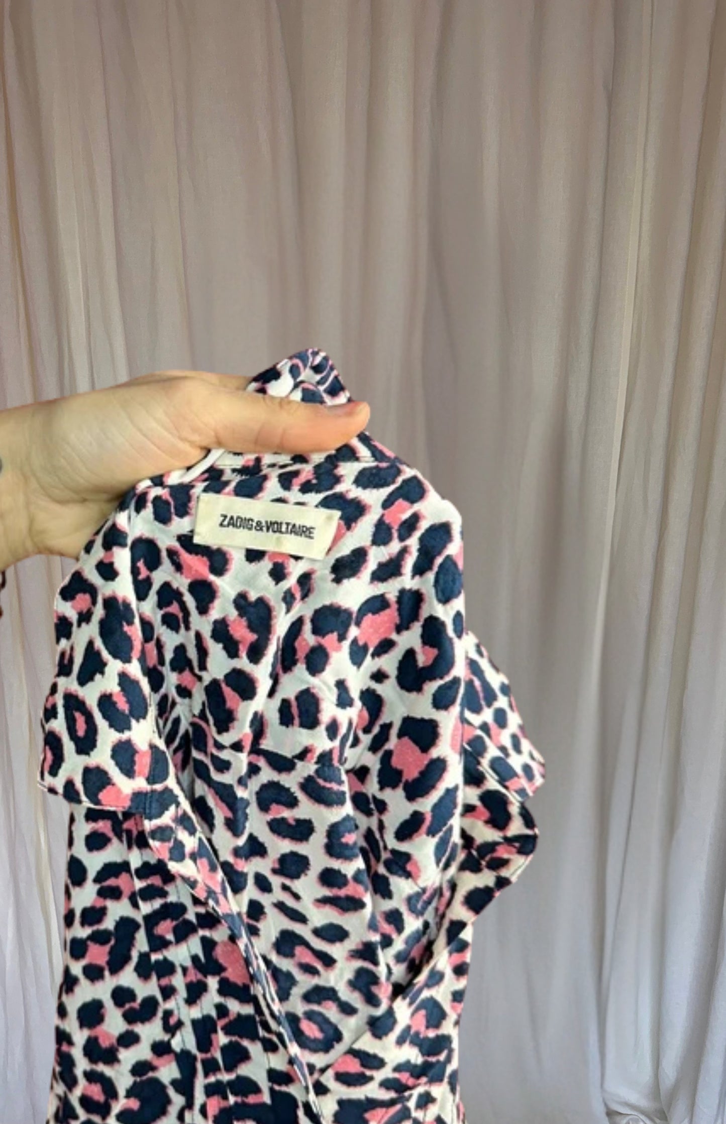 Blouse Zadig&Voltaire panterprint blauw, roze maat L