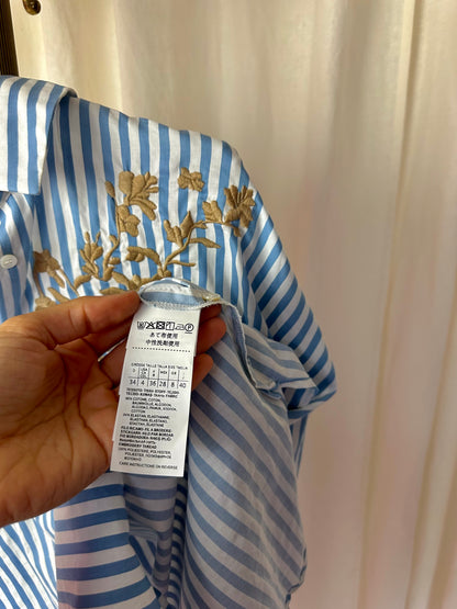 Blouse marella streep lichtblauw/wit - maat 34 (XS)