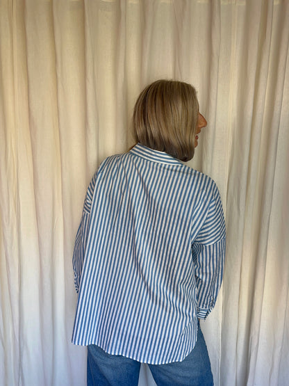 Blouse marella streep lichtblauw/wit - maat 34 (XS)