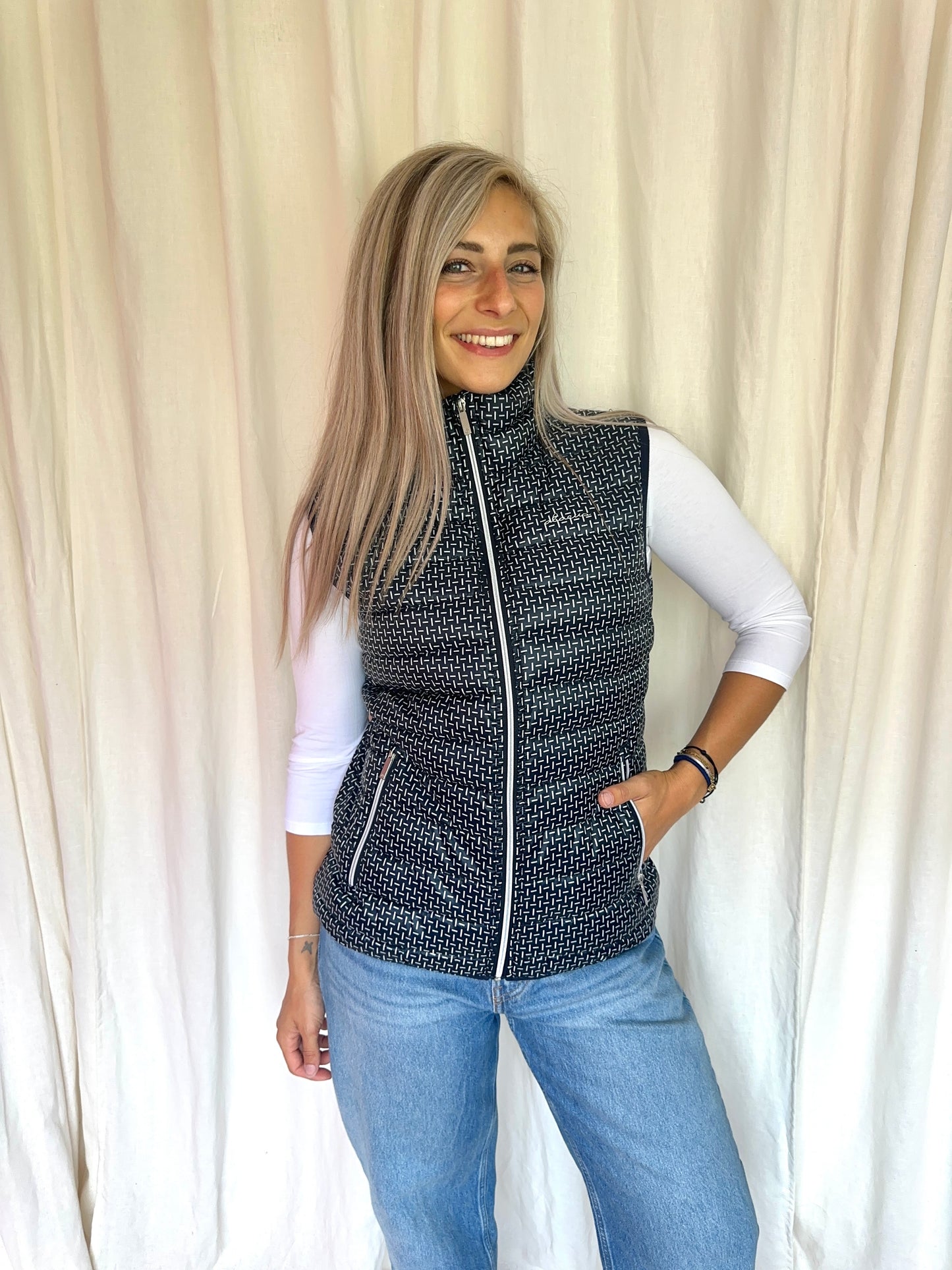 Bodywarmer Abacus donkerblauw,wit maat 38/40