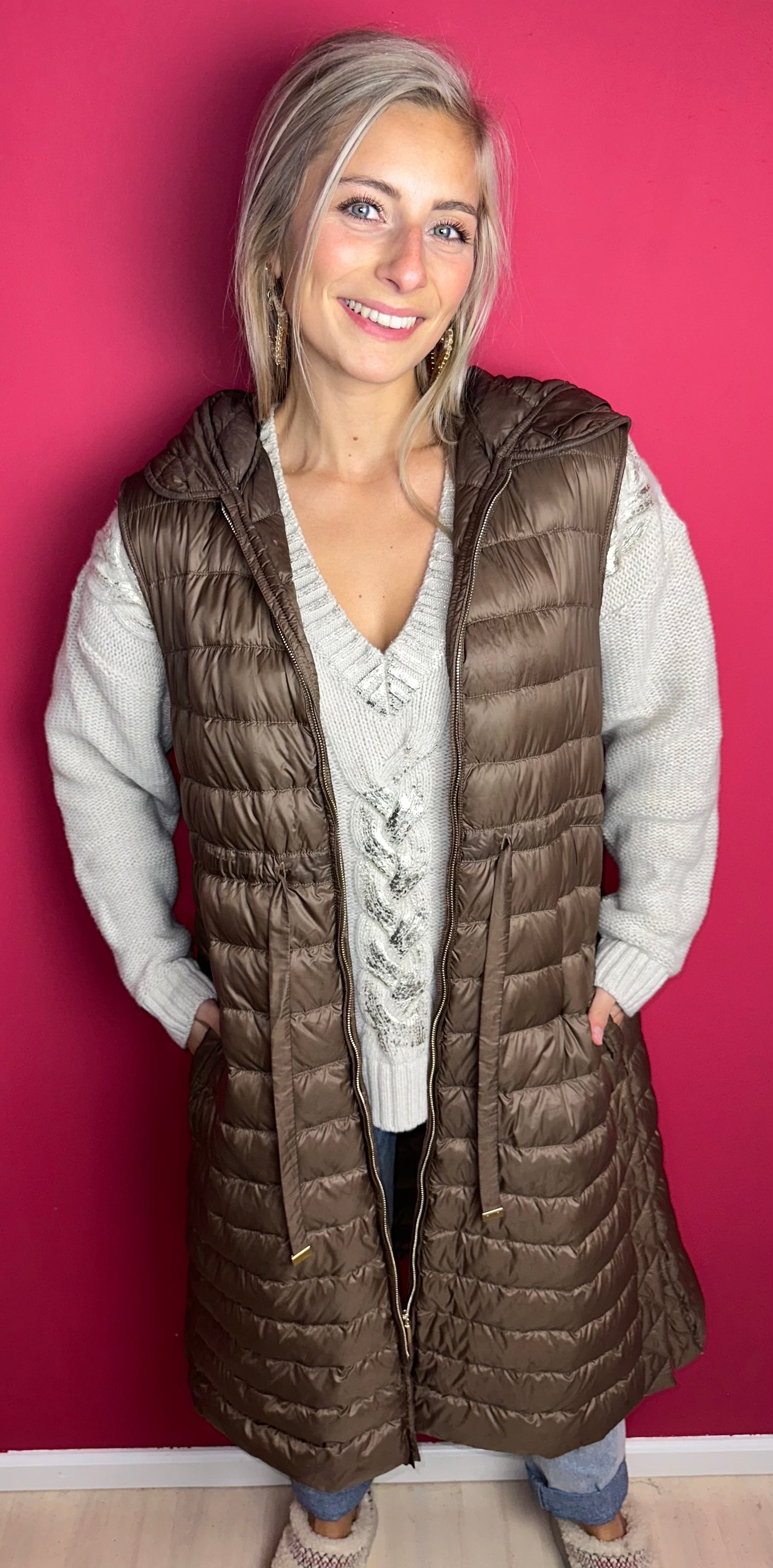 Bodywarmer MaxMara lang bruin - Maat 38