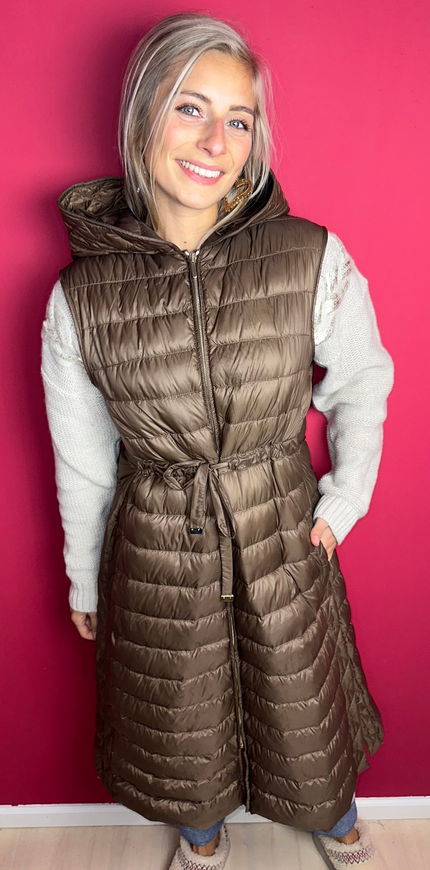 Bodywarmer MaxMara lang bruin - Maat 38