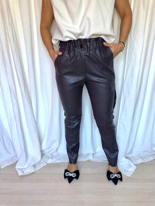 Broek Alter Ego leer donkerbruin - Maat S