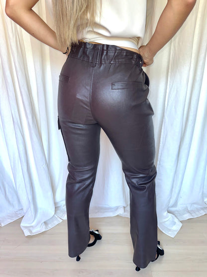 Broek Alter Ego leer donkerbruin - Maat S