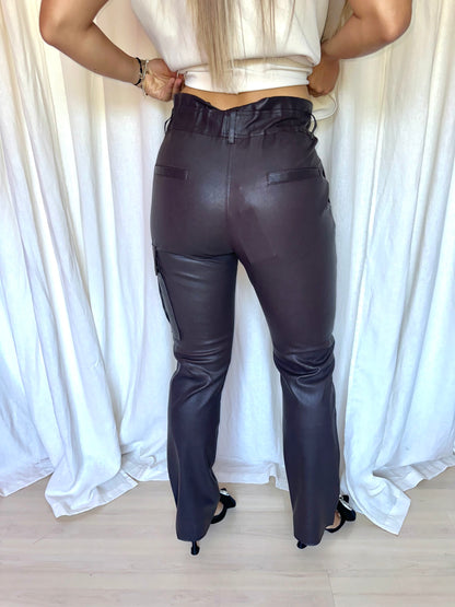 Broek Alter Ego leer donkerbruin - Maat XS