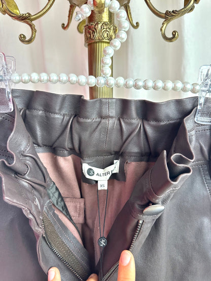 Broek Alter Ego leer donkerbruin - Maat XS