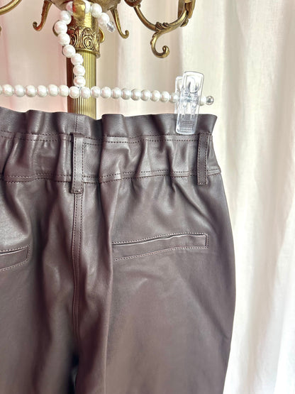 Broek Alter Ego leer donkerbruin - Maat XS