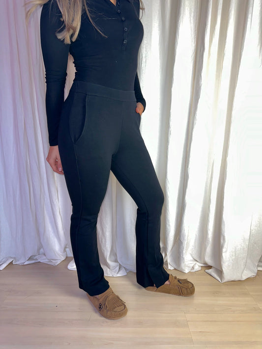 Broek By-bar wijduitlopend zwart maat S