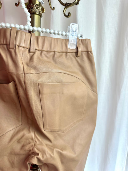 Broek Gustav leer beige - Maat 36
