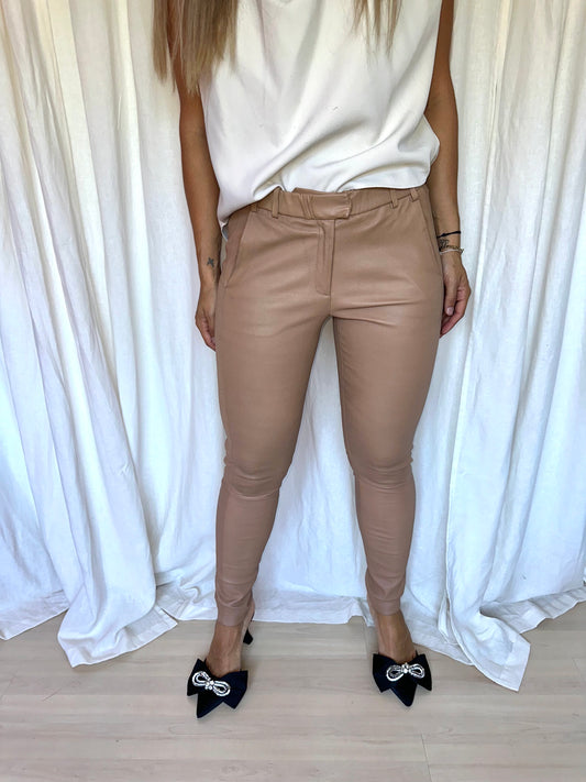 Broek Gustav leer beige - Maat 36