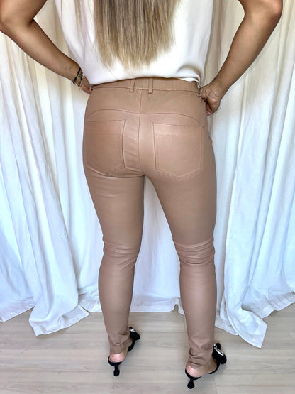 Broek Gustav leer beige - Maat 36