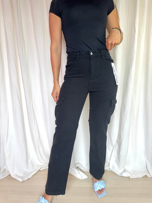Broek Hello Miss cargo zwart maat 36