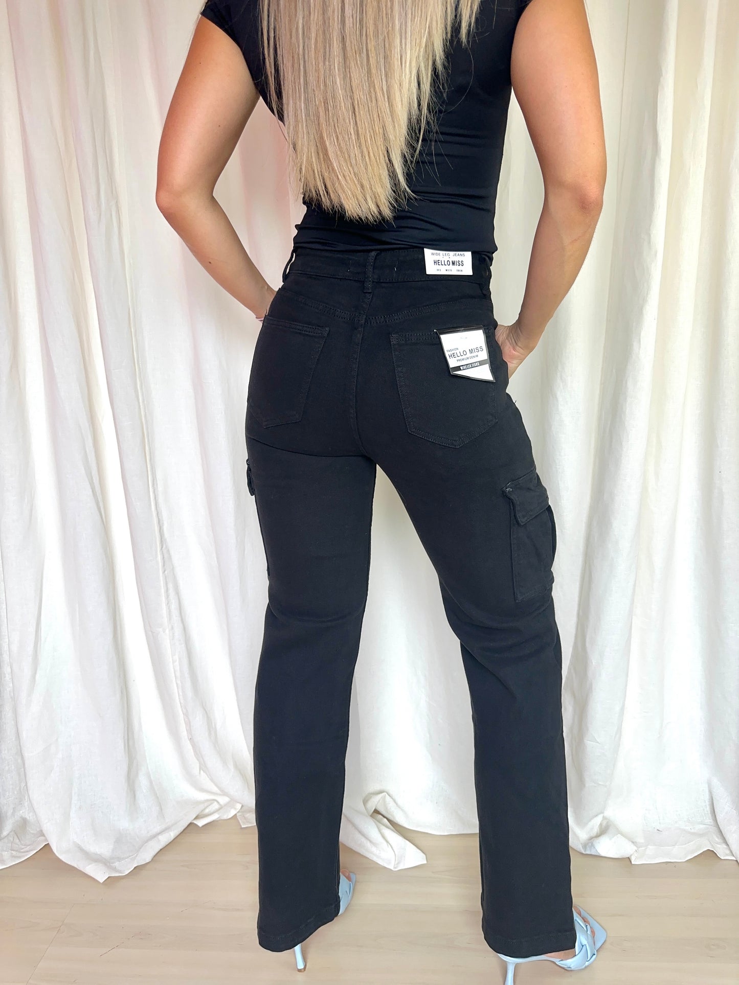 Broek Hello Miss cargo zwart maat 36