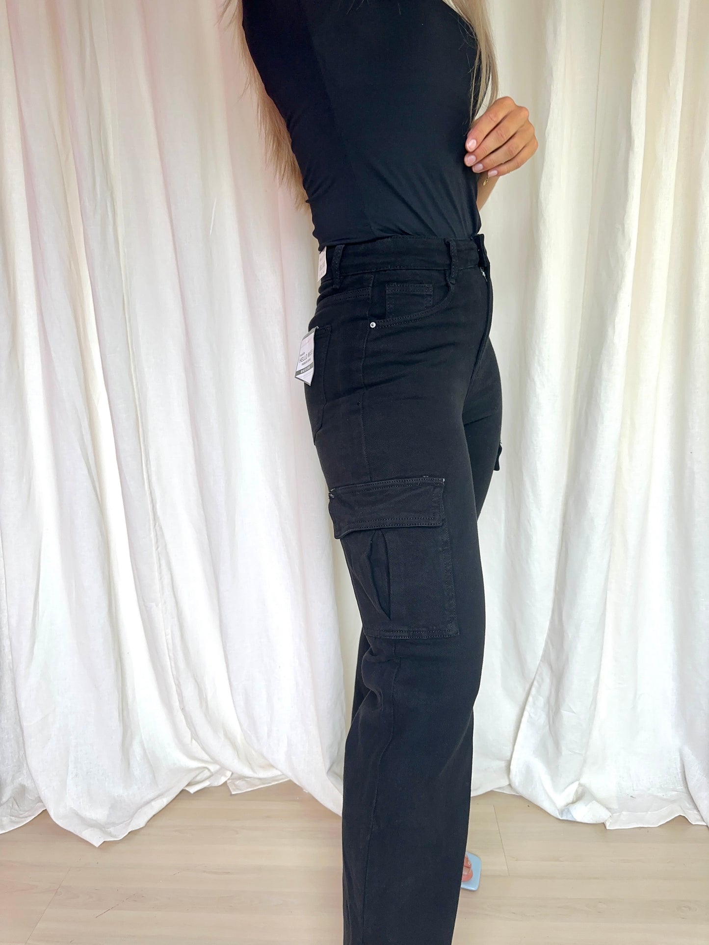 Broek Hello Miss cargo zwart maat 36