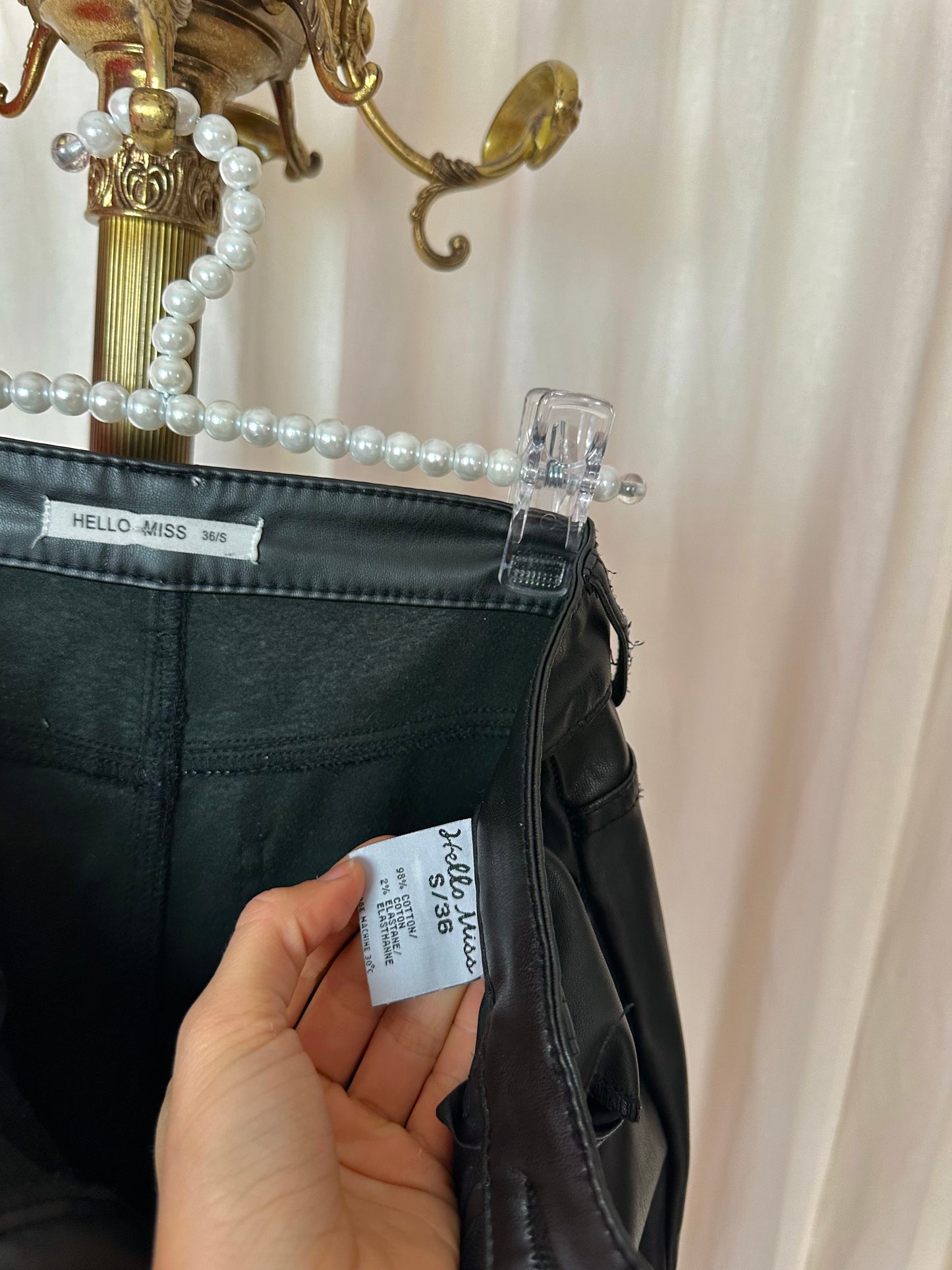Broek Hello Miss wide leg PU leather zwart maat S