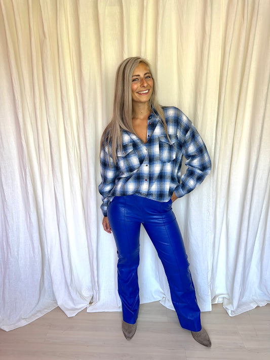 Broek Lovika flair lederlook cobalt maat L