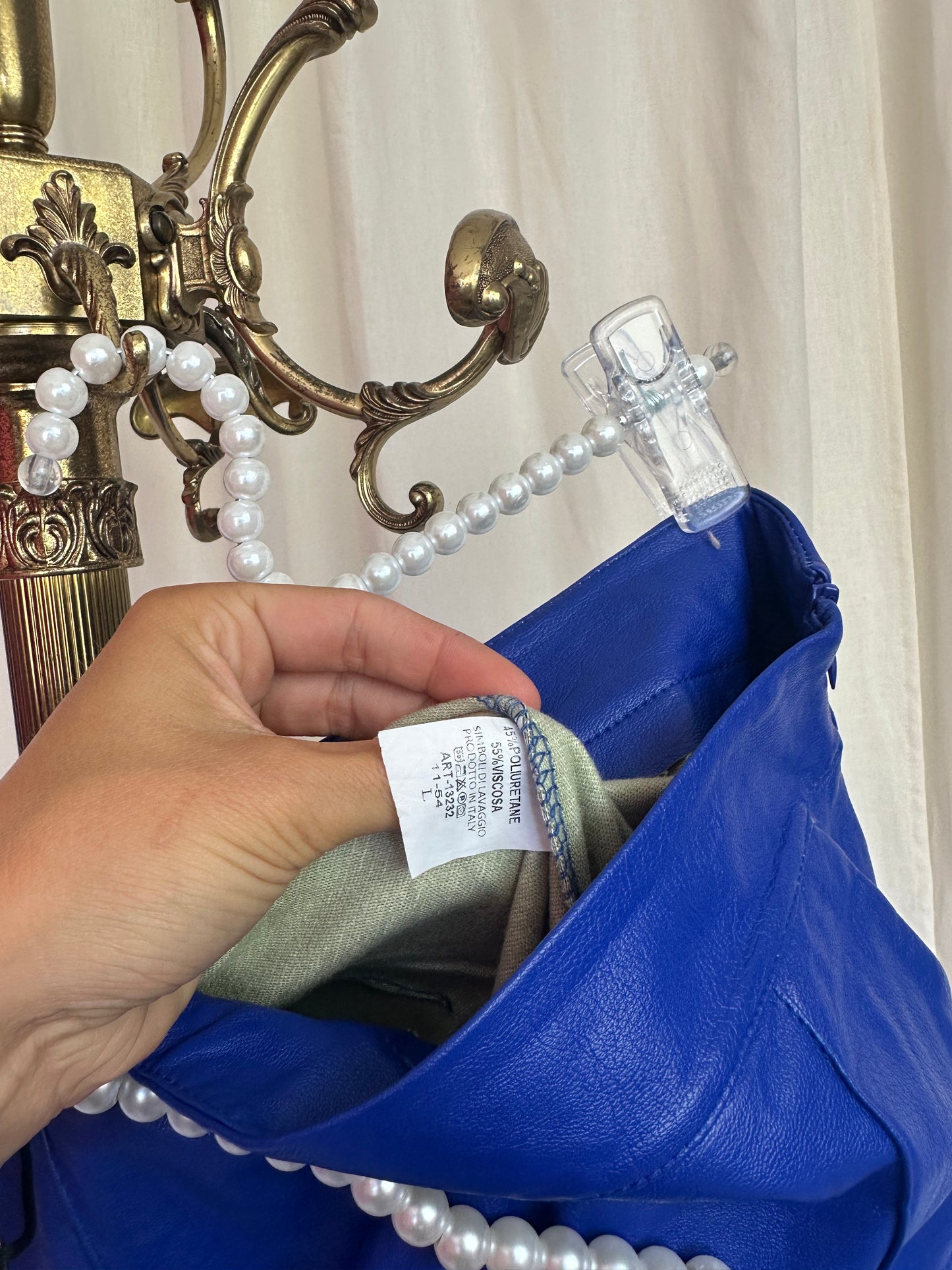 Broek Lovika flair lederlook cobalt maat L