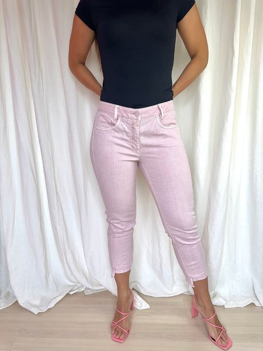 Broek Luisa Cerano denim lichtroze maat 40