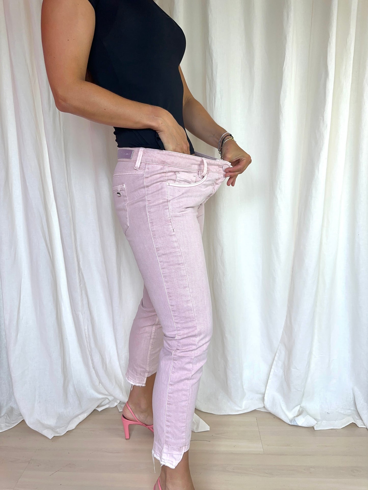 Broek Luisa Cerano denim lichtroze maat 40