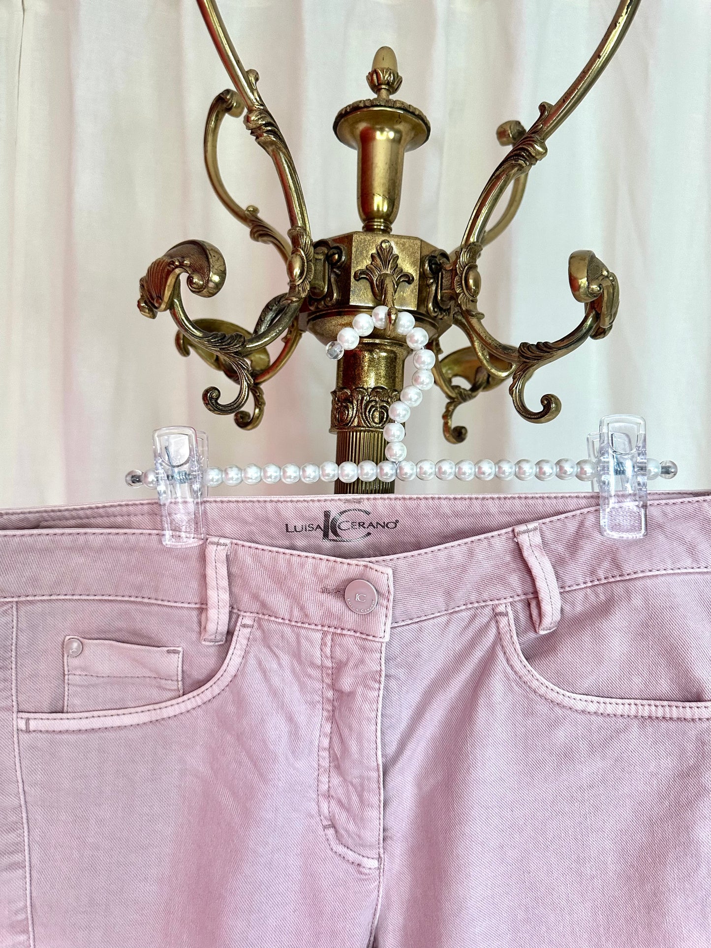 Broek Luisa Cerano denim lichtroze maat 40