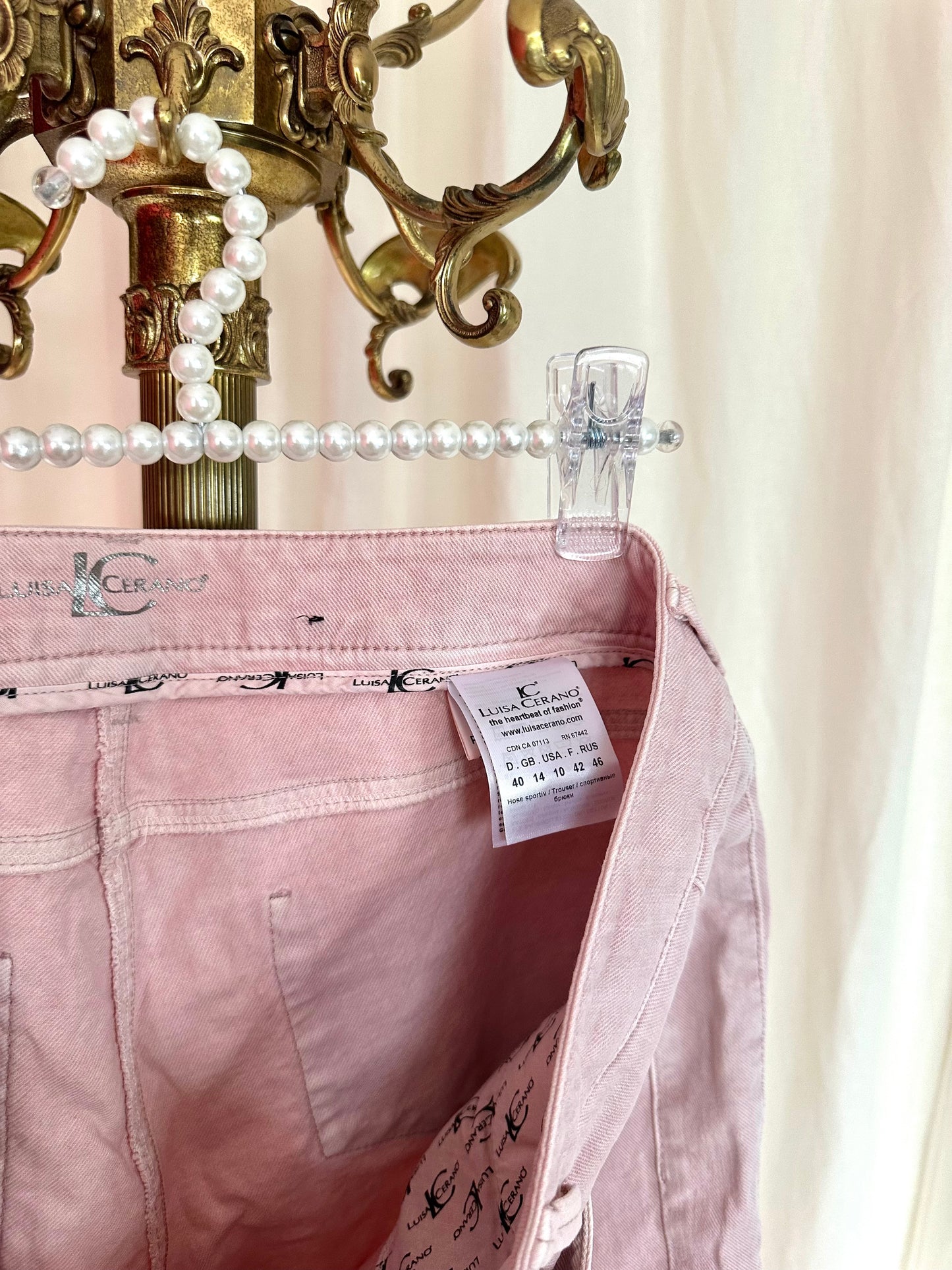 Broek Luisa Cerano denim lichtroze maat 40