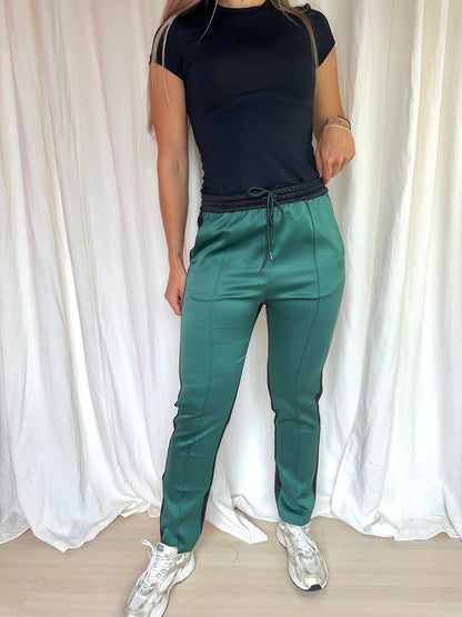 Broek Munthe satijnlook groen,zwart maat 36