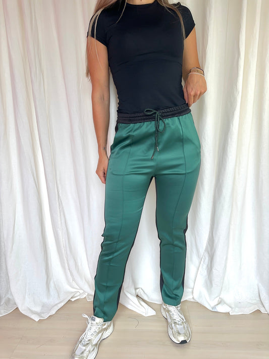 Broek Munthe satijnlook groen,zwart maat 36