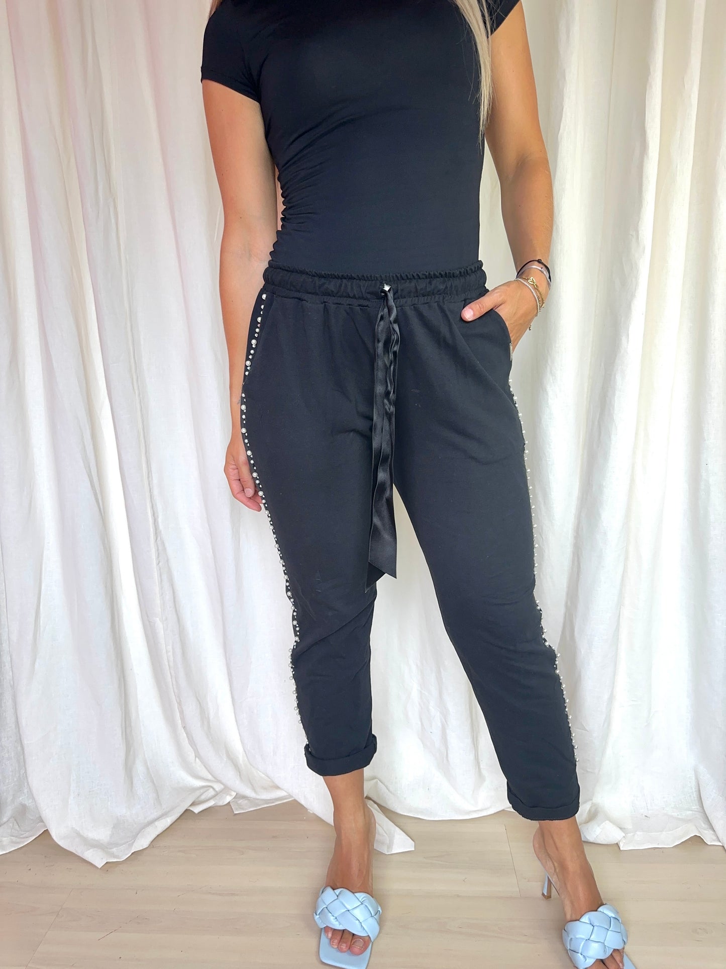 Broek Rinascimento jogging zwart parels maat M