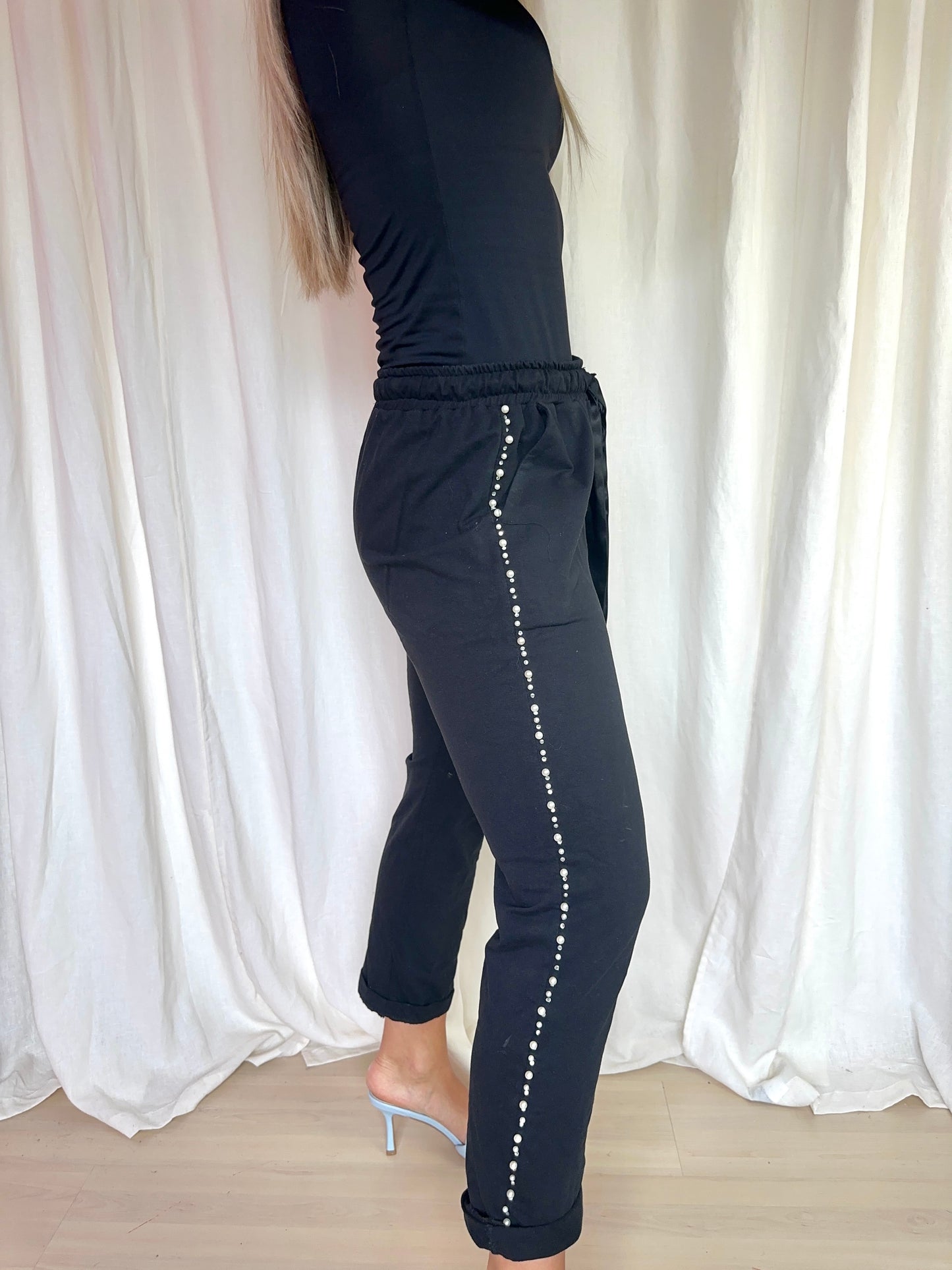 Broek Rinascimento jogging zwart parels maat M