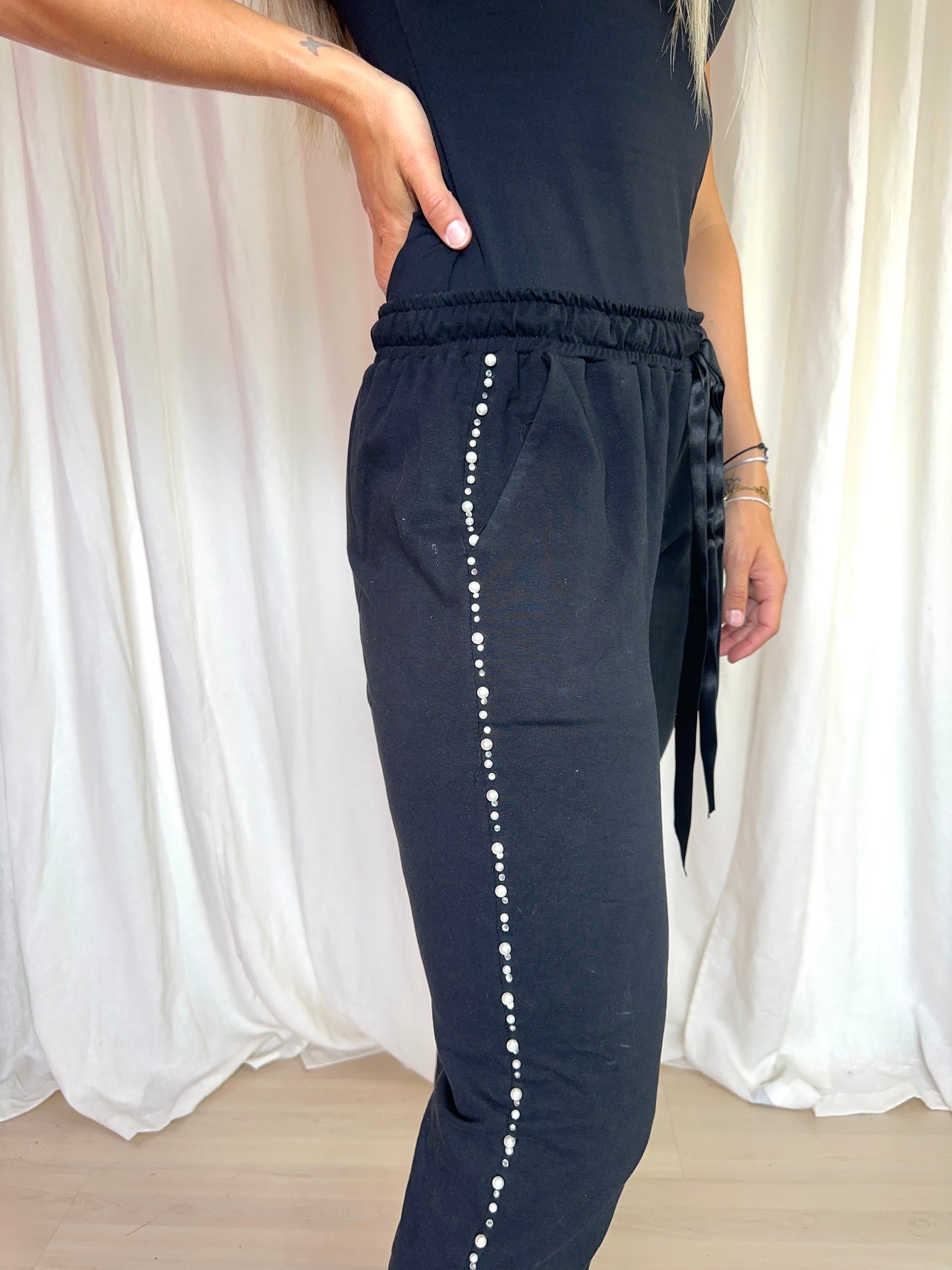Broek Rinascimento jogging zwart parels maat M