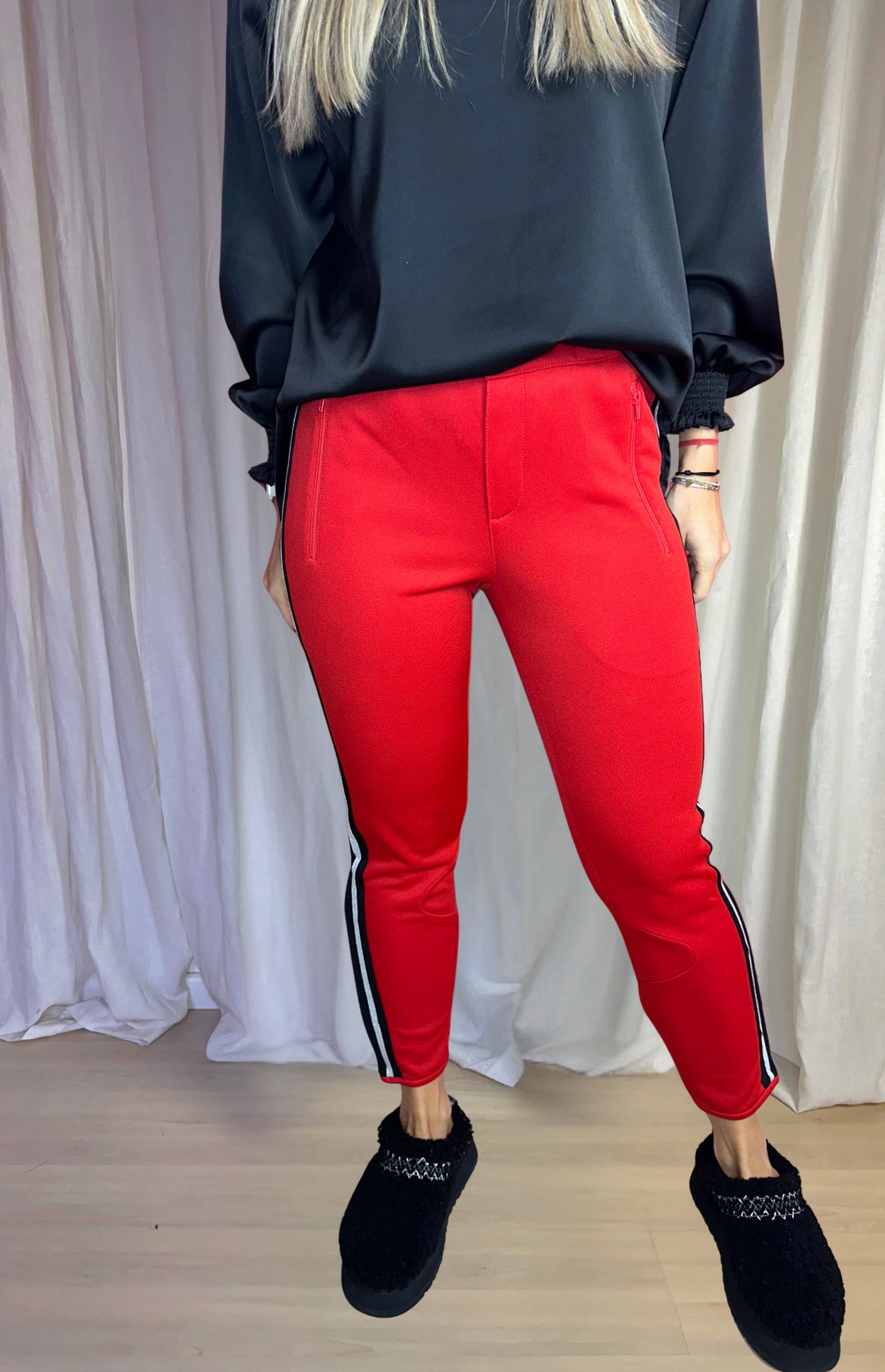 Broek SET rood bies maat S