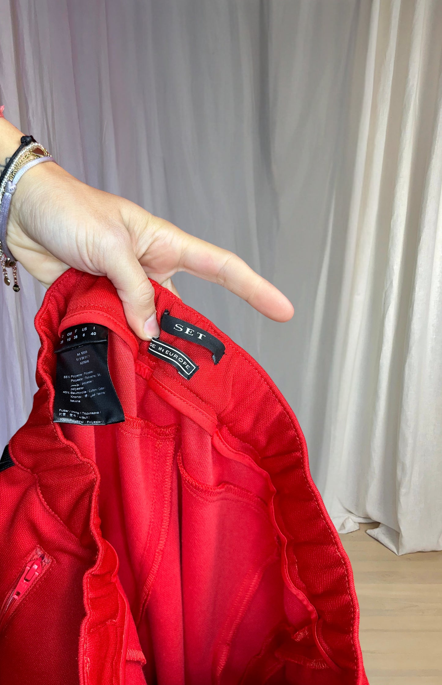 Broek SET rood bies maat S