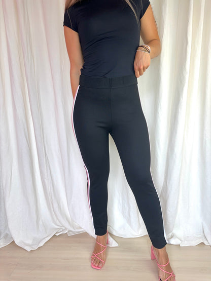 Broek Zara basic zwart,lichtroze maat XL