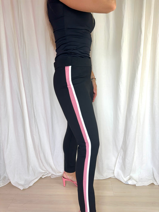 Broek Zara basic zwart,lichtroze maat XL
