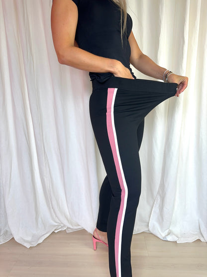 Broek Zara basic zwart,lichtroze maat XL