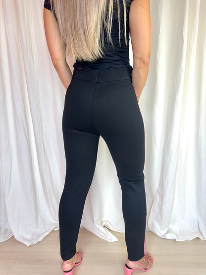 Broek Zara basic zwart,lichtroze maat XL