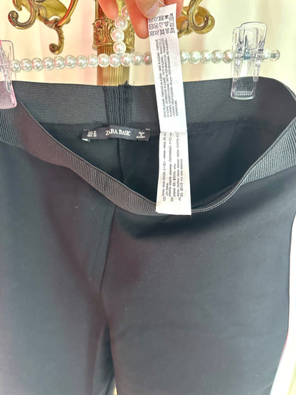 Broek Zara basic zwart,lichtroze maat XL